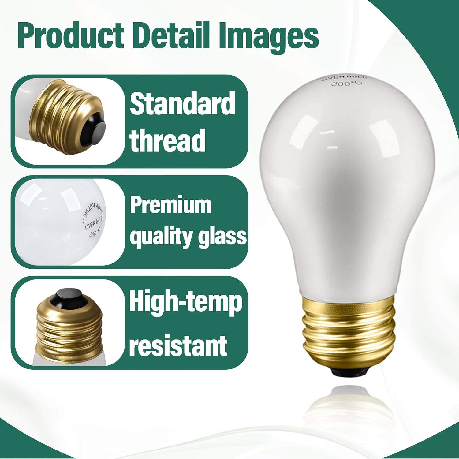 6-Pack 40W Food Warming Heat Lamp Bulbs, Shatterproof Safety Coated, Heat Lamp Bulbs for Food Buffet & Commercial Kitchen, Compatible with Hatco 02.30.265, 02.30.265.00, 02.30.265.12, 120V/130V image 5