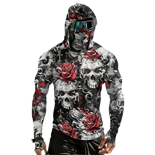 Mens UPF 50+ Sun Protection Hoodie Quick Dry Long Sleeve