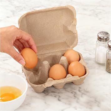 50 Pack Thick Shockproof Egg Cartons in Bulk, Half Dozen 6 Count Paper Pulp Egg Crates for Home Farm Market Use