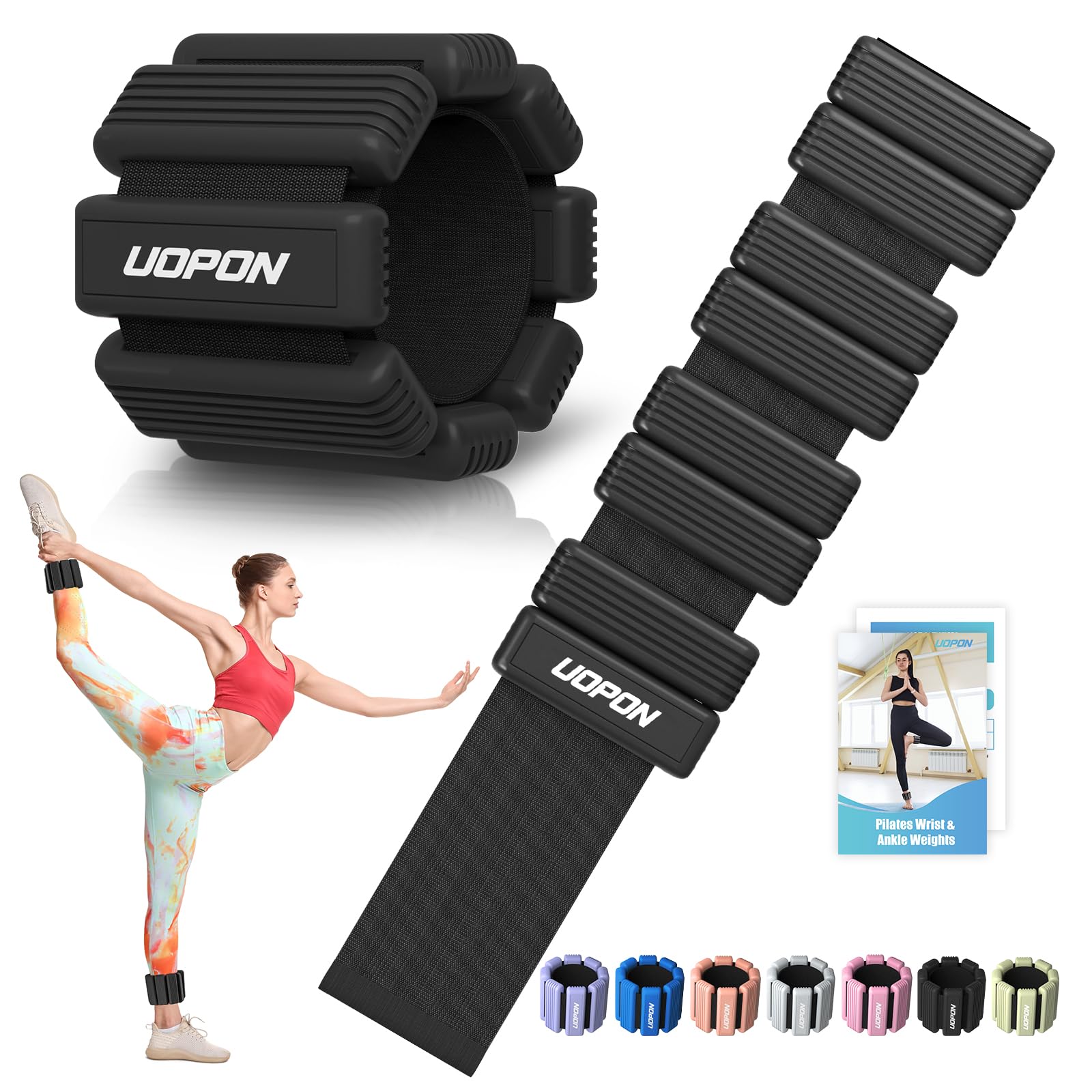 Wrist Weights for Women Set of 2, Adjustable Silicone Weighted Bracelet 1 lbs Each, Wearable Ankle & Arm weighted bangles for Yoga, Pilates, Barre, Walking, Workout and Pool Exercise