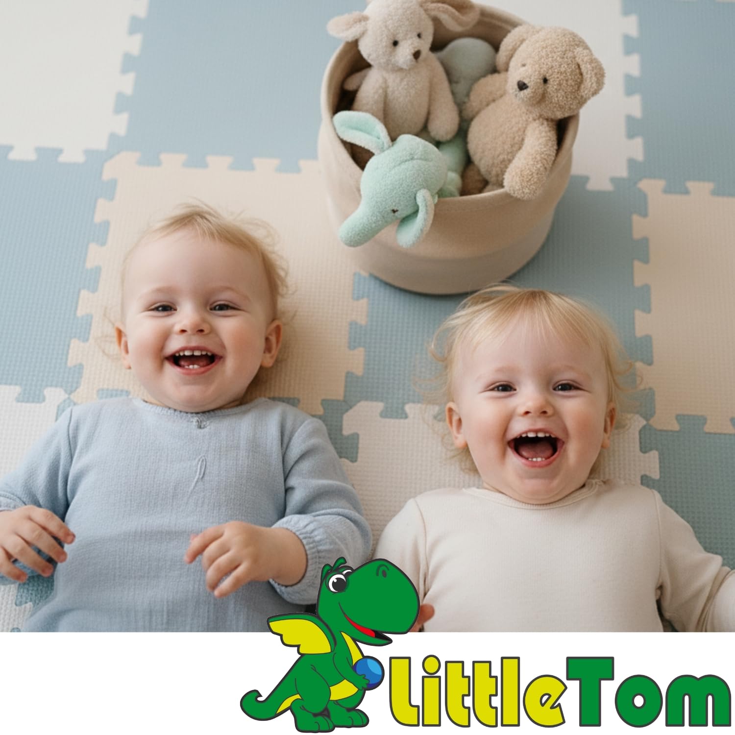 LittleTom 36 Pièces Tapis de Sol Bébé dès Le Premier Mois - 30x30 cm Dalles en Mousse EVA - Surface de Jeu Douce pour l'Éveil - Carrés Puzzle Antidérapants - Revêtement pour la Chambre des Petits