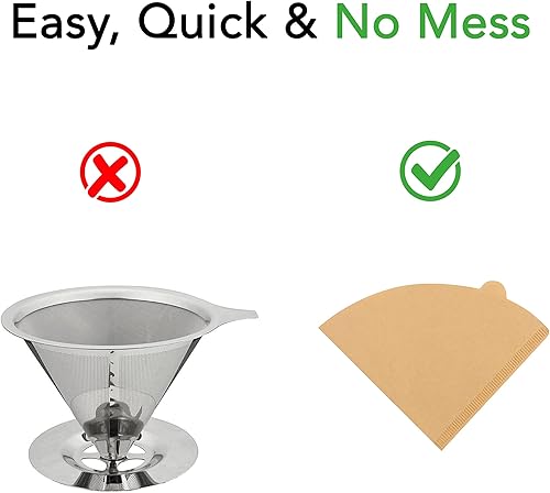 Miniatura 4 de Verter sobre los conos de filtro de café biodegradables filtros de café sin blanquear V60 Filtro para café por goteo (tamaño 02)