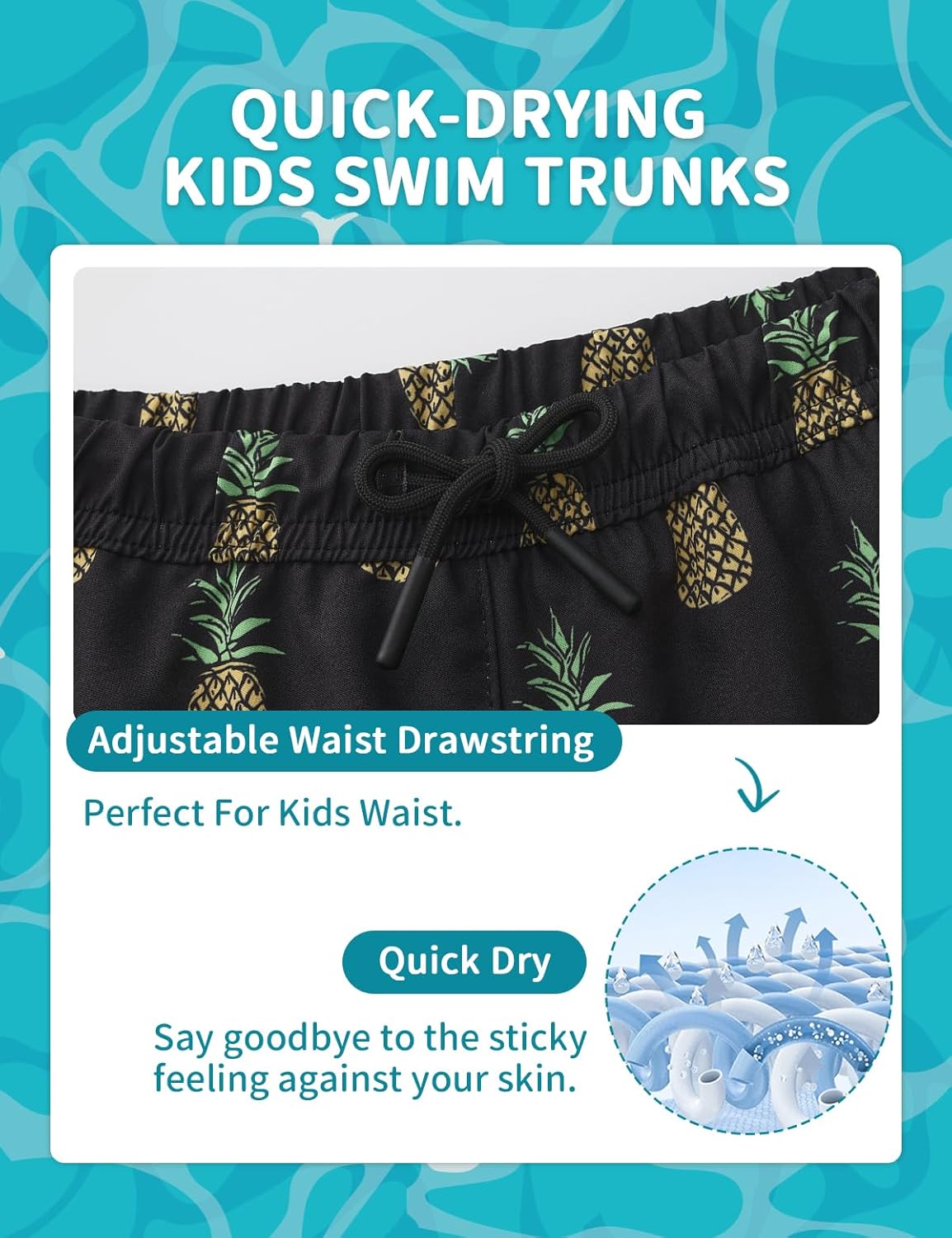 Boys Swim Trunks with Liner, UPF50+ Sun Protection Kids Swimming Shorts Toddler Quick Dry Beach Pool - Image 3
