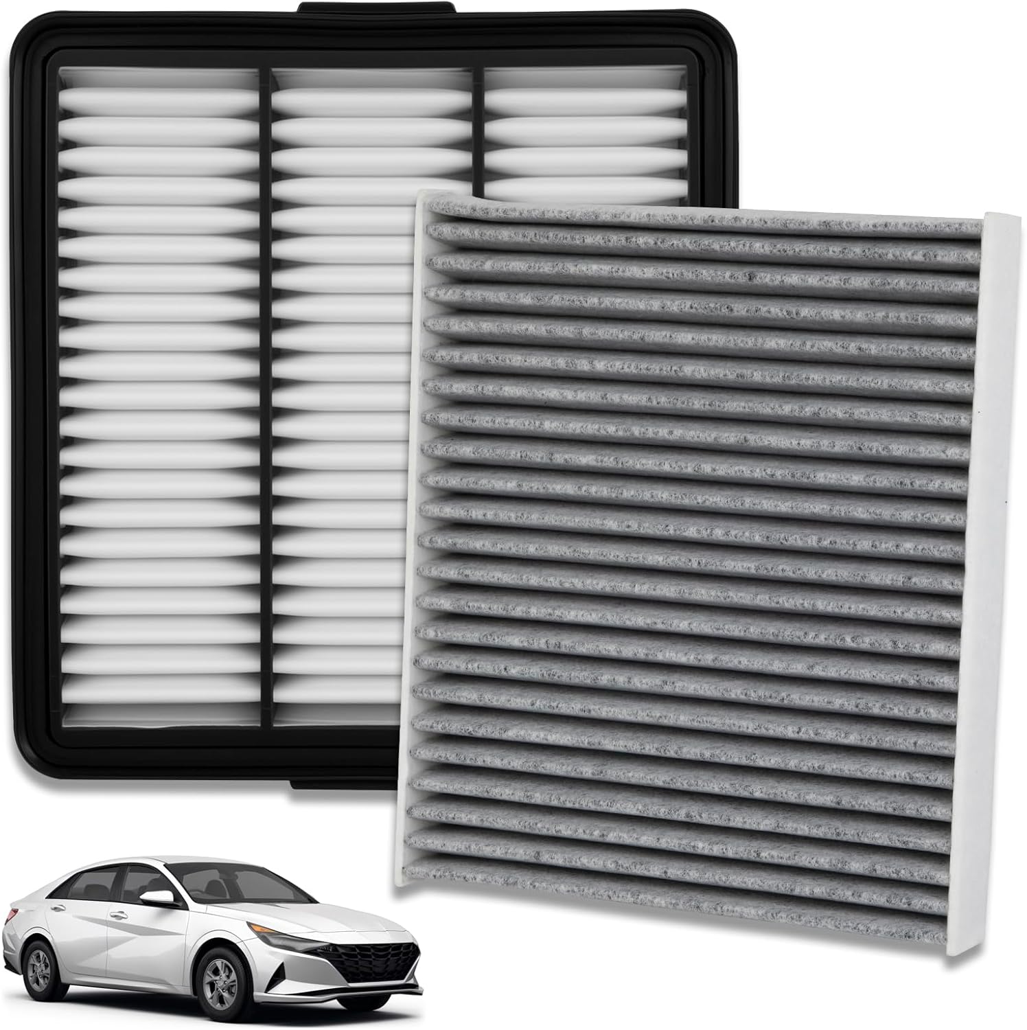 Engine Cabin Air Filter Kit Compatible with Hyundai Elantra 2021-2025 Only Gas/Kona 2024-2026 Replace 28113-AA100, 97133-L1000 (NOT FOR HYBRID)