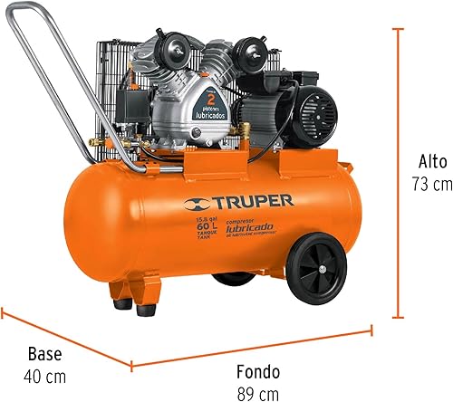 Miniatura 3 de TRUPER COMP-60LB compresor de aire lubricado con aceite de 16 galones. Herramienta de alimentación de 120 V. 1 paquete.