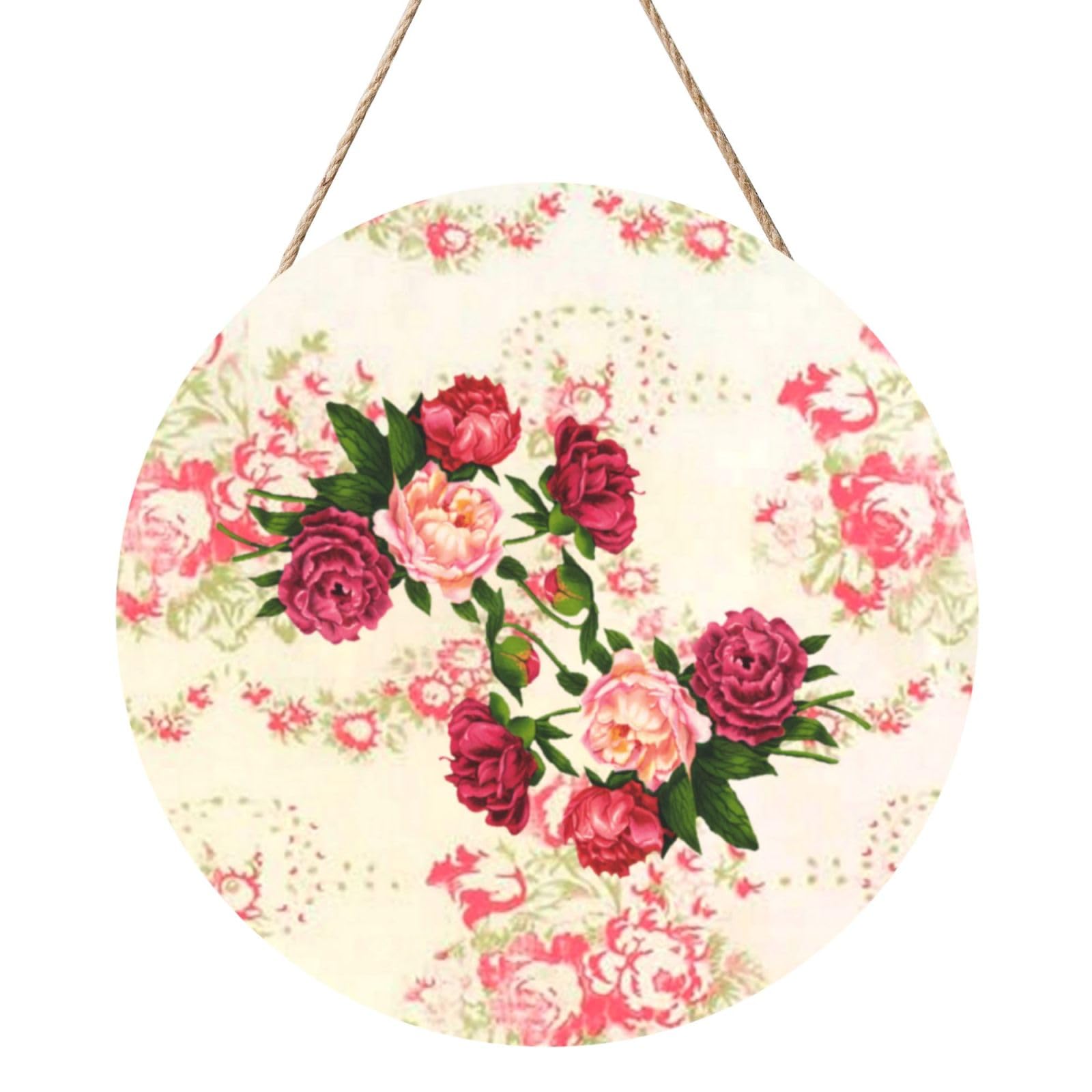 Pink Roses, Round Wood Panel Painting 12 in, Wall Hanging Painting For Home