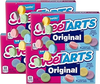 Sweets Tarts Candy, Assorted Flavors Blue Raspberry, Red Cherry, Purple Grape, Yellow Lemon 4 PACK