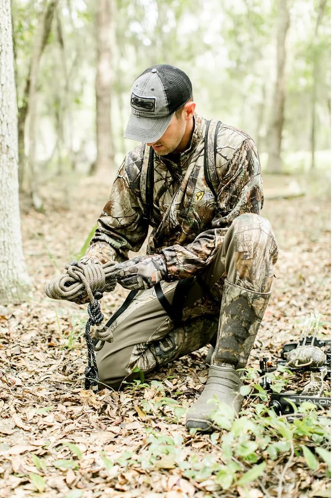 Reflective Safety Rope for Tree Stand 30ft Safety Harness Rope Camo with Prusik Knot Lifeline & Carabiner