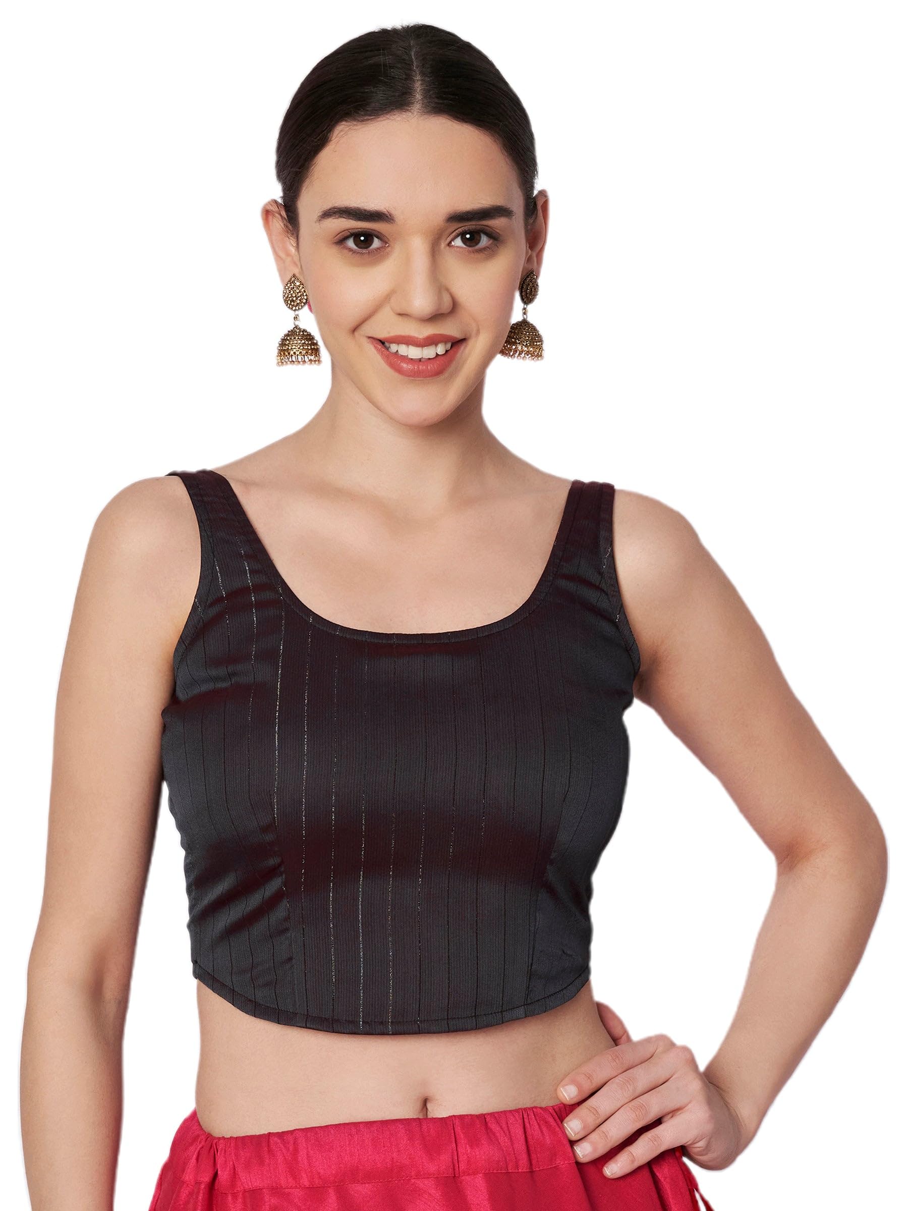 Women's Silk Blend Striped Readymade Corset Crop Top for Festive Party Wedding