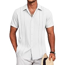 Mens Cuban Guayabera Shirt Short Sleeve Button Down Shirts Summer Beach Vacation Shirts
