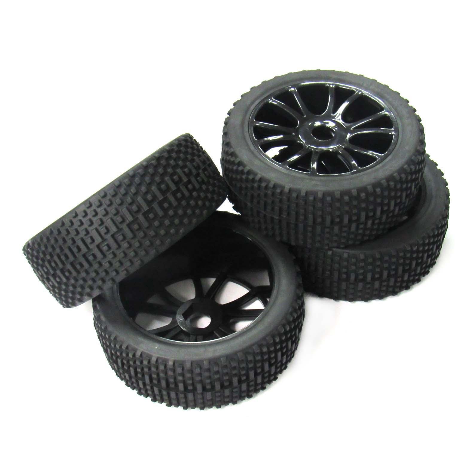 Hobbypower 17mm Hub Wheel Rim & Tires Tyre for 1/8 Off-Road RC Car Buggy XRAY LOSI HSP (Pack of 4 pcs)