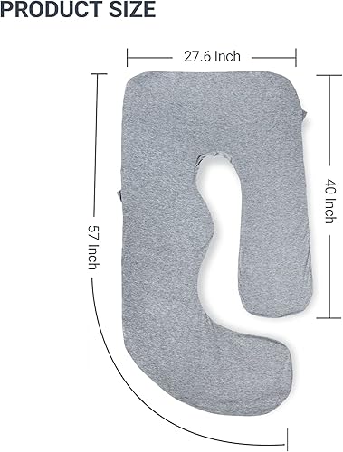 Miniatura 3 de Momcozy Funda de almohada de embarazo en forma de U, funda de almohada grande de 57 pulgadas, extraíble, suave y lavable a máquina, funda de