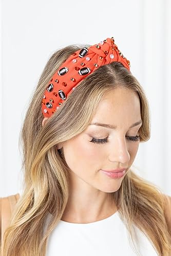 Miniatura 4 de Diadema de fútbol con perlas y diamantes de imitación, diadema anudada divertida, deportes, blanco, rosa intenso, negro, azul, adorno de fútbol con