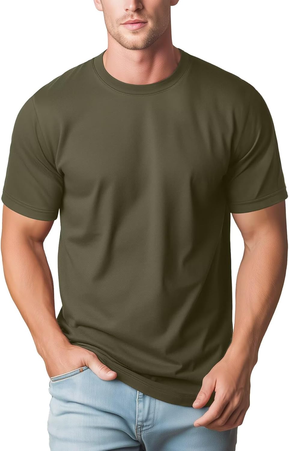 Zengjo Mens Crewneck T Shirts Relaxed Plain Soft Triblend Basic Tees