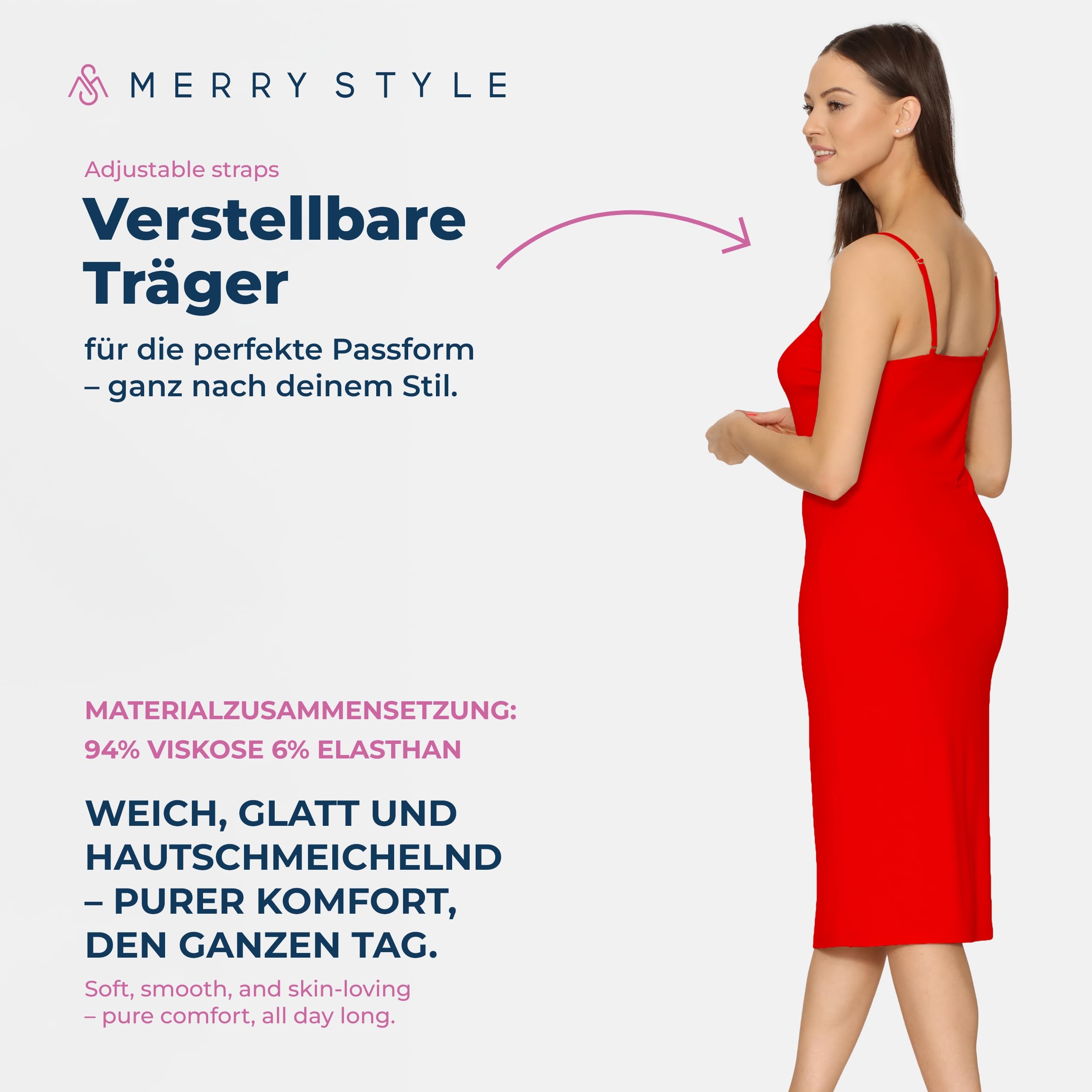 Merry Style Długa Halka Damska z Wiskozy MS10-402