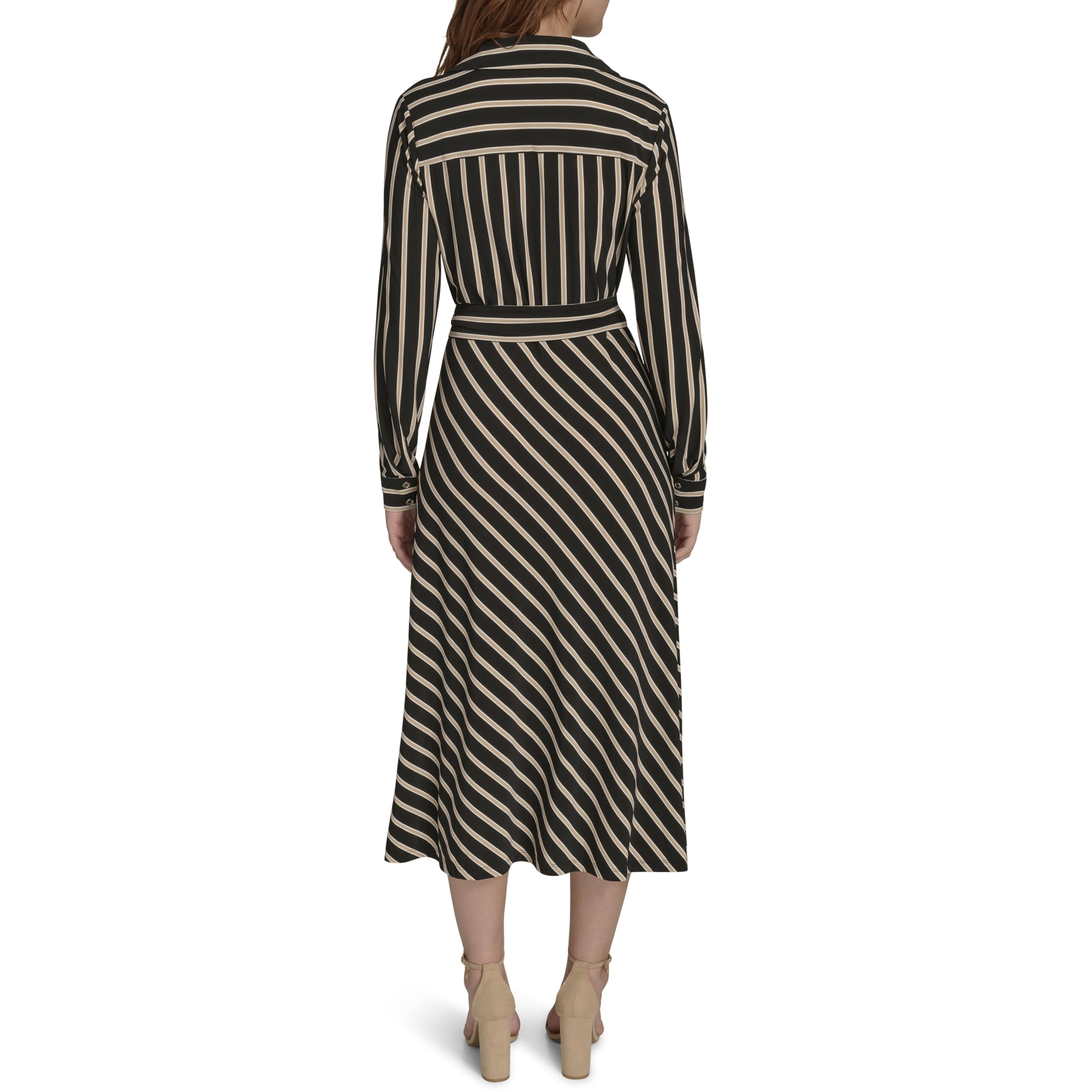 Tommy Hilfiger Long Sleeve Collared Self Tie Midi Shirtdress Vestido Informal Mujer