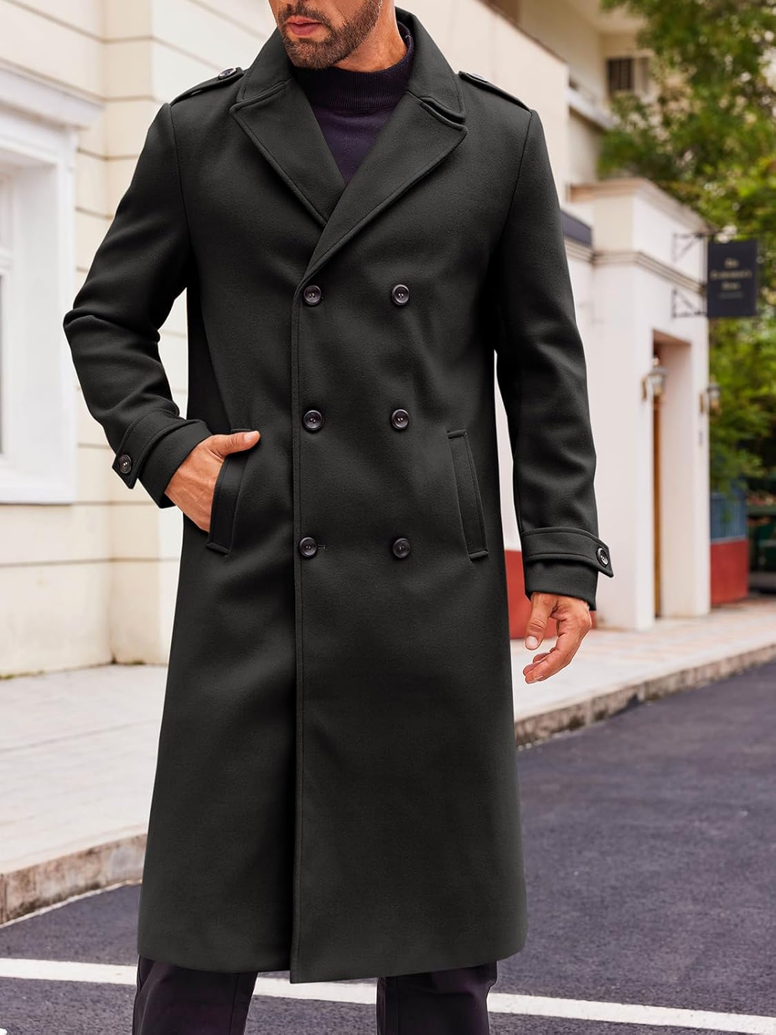 Timeless Black Double-Breasted Peacoat
