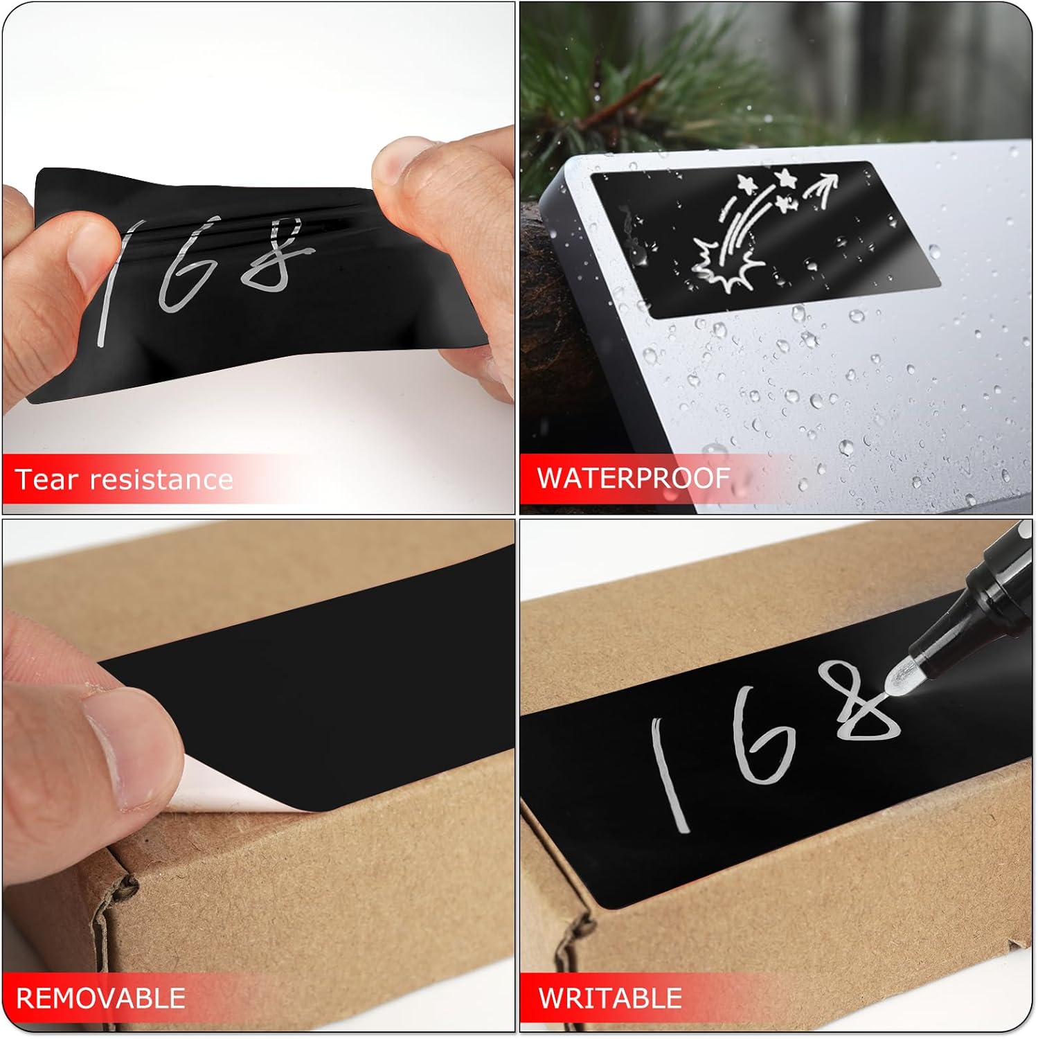 Black Rectangle Stickers 4 x 2 Inch Color Coding Labels Vinyl Roll Self-Adhesive Waterproof Removable 500 PCS - Image 3