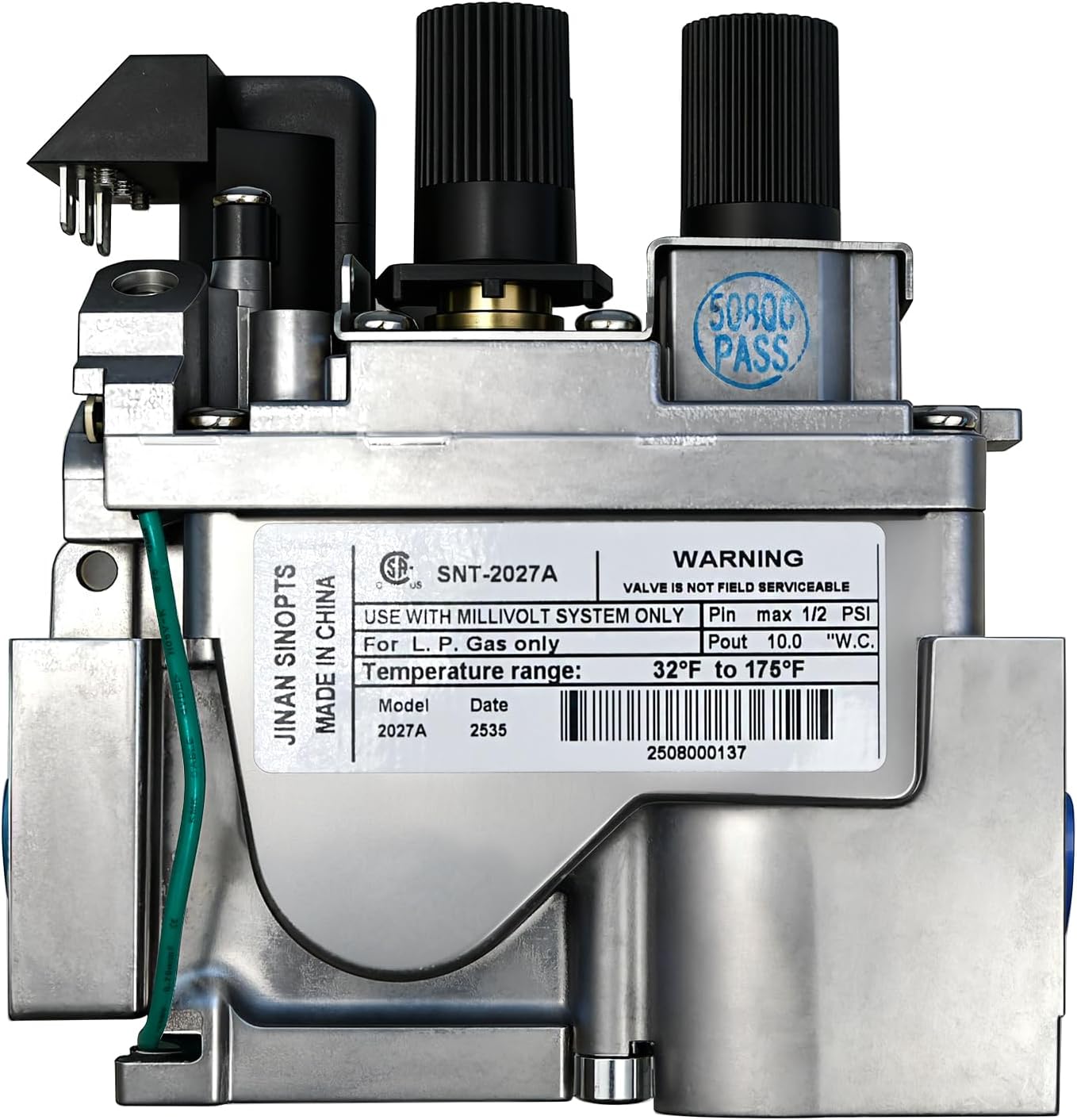 Replacement for SIT 0820636 14D0468 Propane (LP) Millivolt Gas Valve for Vent-Free Gas Fireplaces, Vent-Free Gas Logs, and Vent-Free Stoves and Other Vent-Free Decorative Applications