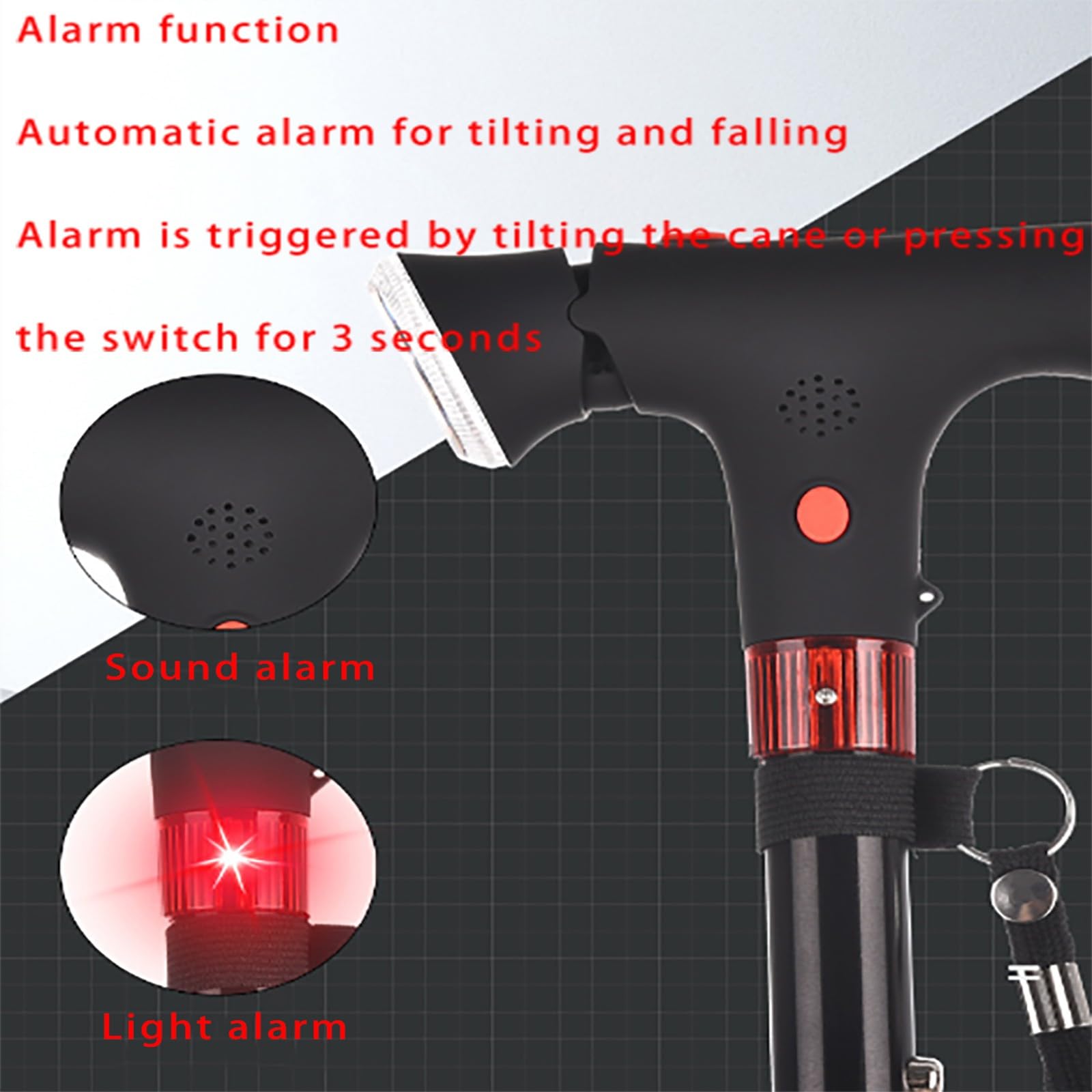 Canne Pliante Unisexe à Hauteur réglable, Ergonomique et Portable, idéale pour Les Voyages et Les Personnes âgées (87-94 cm).