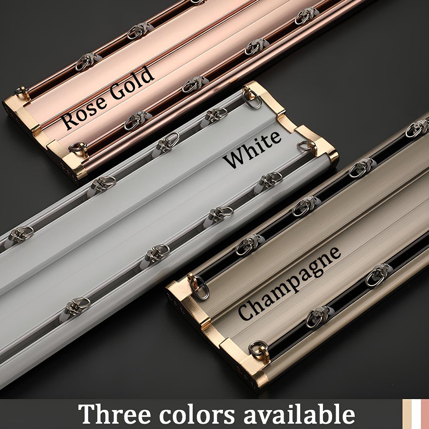 Ultra-Thin Curtain Track System 2-Layer Adjustable Rail for Walls or Ceilings Silent Roller Curtain Rod for Living Room & Bedroom (Champagne 1.6m - 2 x 80cm)