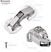 Vista 4 de Bisagras ocultas para gabinete (5 pares, 10 unidades, 3 pulgadas) bisagras ocultas de montaje en superficie para armarios de cocina, sin marco