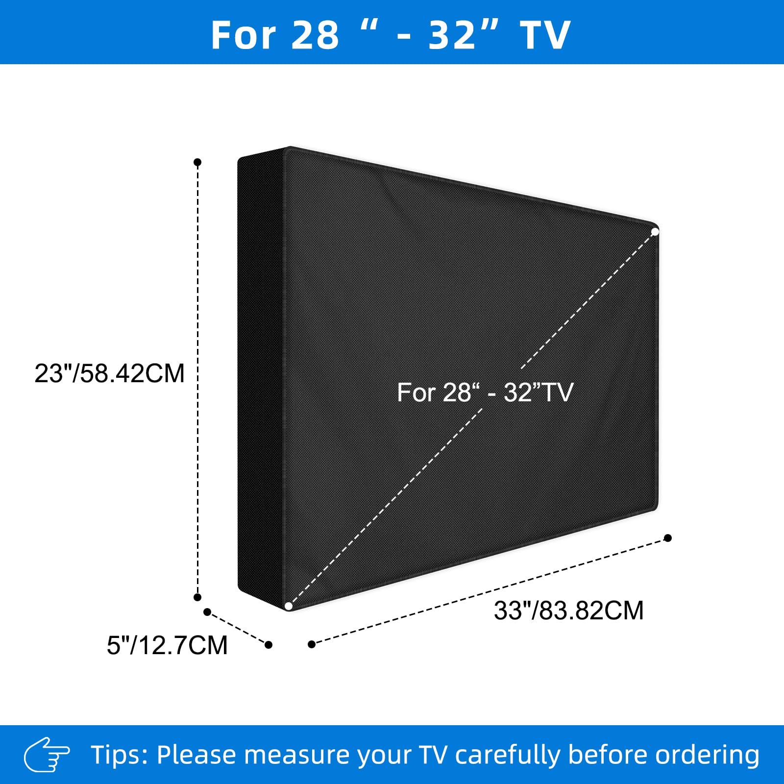 Bonna Housse de protection rabattable pour téléviseur 28-32 pouces, 600D coupe-vent et indéchirable Oxford 33 x 23 x 5 pouces (L × l × H)