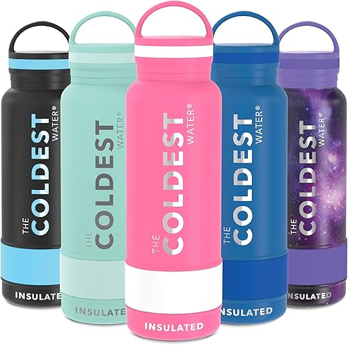 Miniatura 2 de The Coldest Water Botella a prueba de fugas (tapa con popote), 21 onzas, de acero inoxidable con aislamiento al vacío, doble pared, térmica, de metal