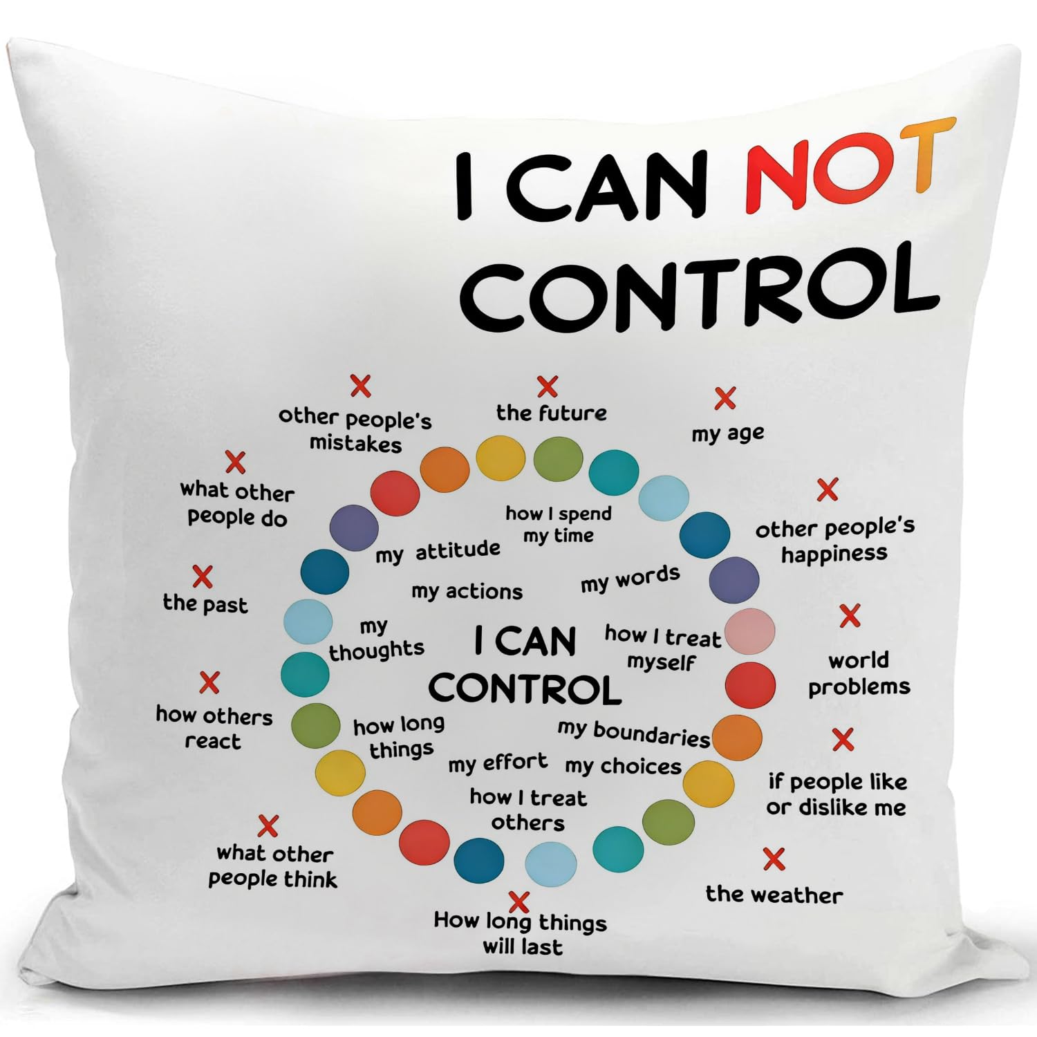 Feelings Wheel Emotions Meditation Cushion Covers Mental Health Awareness Gifts Sensory Room for Autism Equipment Psychology Therapist Teacher Gifts Office Decor Get Well Soon Gifts for Women Men
