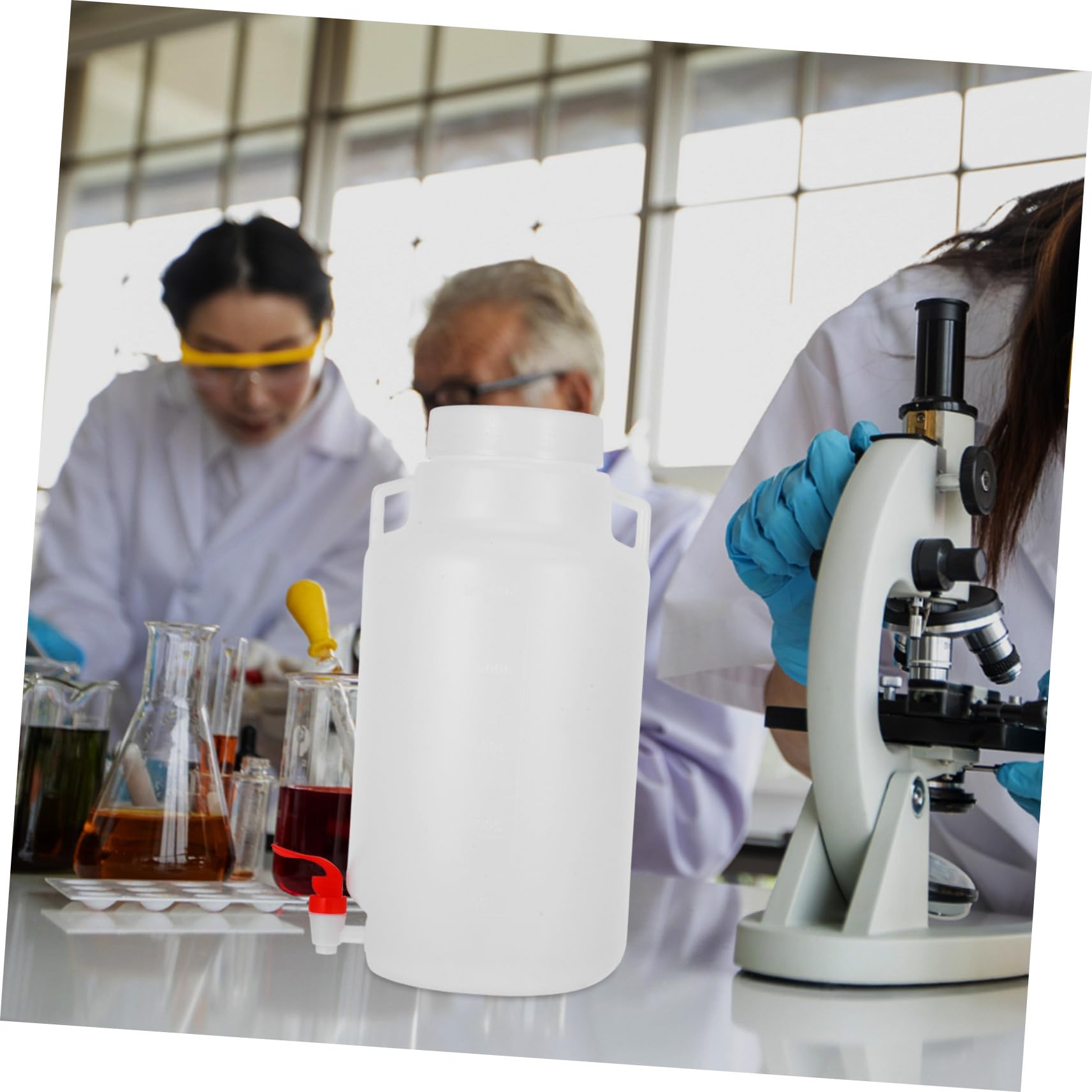 Botella de Laboratorio con Grifo Plástico Envase Dispensador Seguro y Transparente para Reactivos Diseño Antileak para Almacenamiento Fiable
