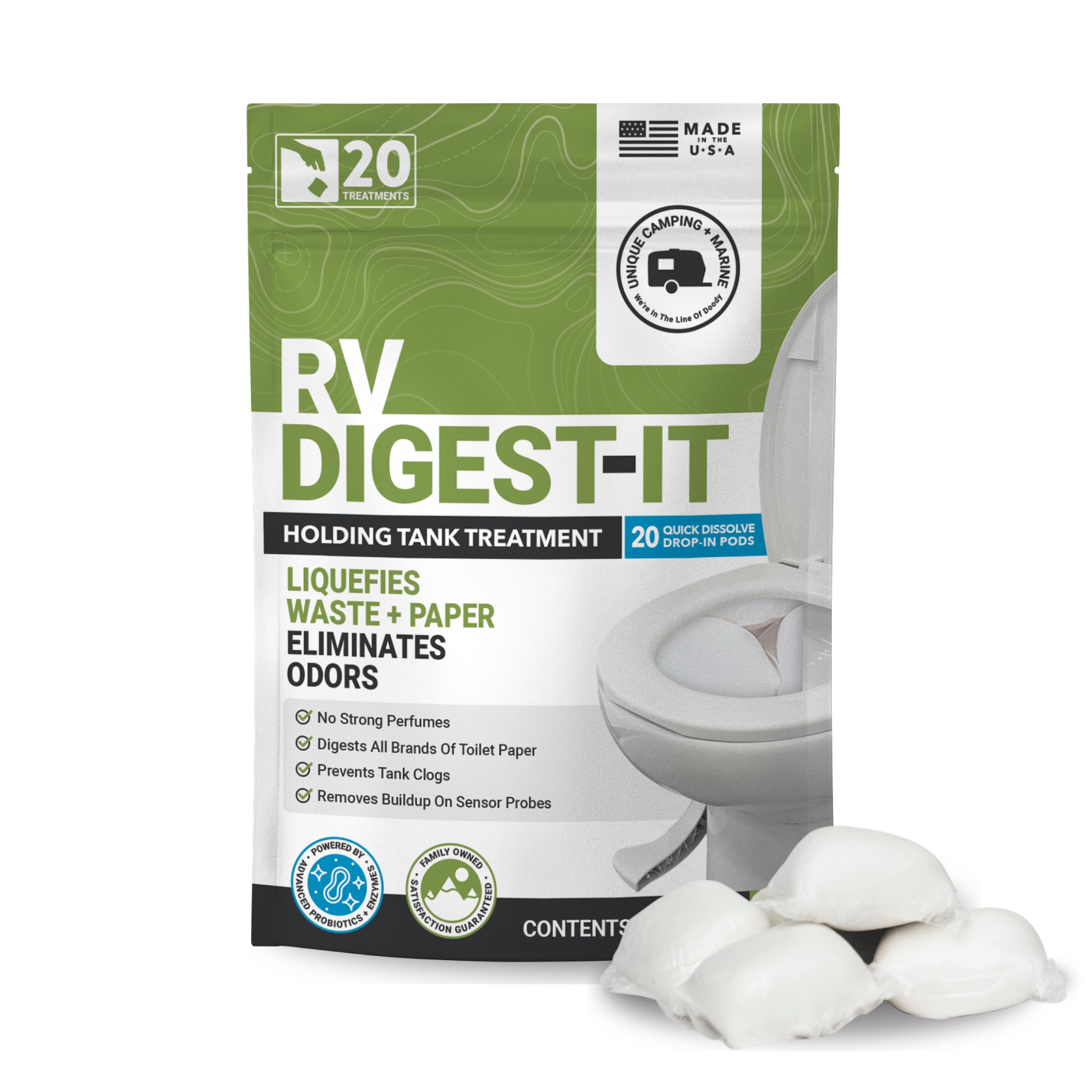 Unique RV Digest-It Drop-In Pods RV Tank Treatment, 20 Count