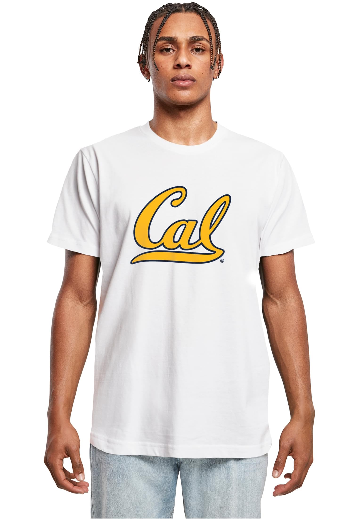 Merchcode Men's T-Shirt Cal Logo Tee, Regular Fit, Cotton 100%, XL, White, XL