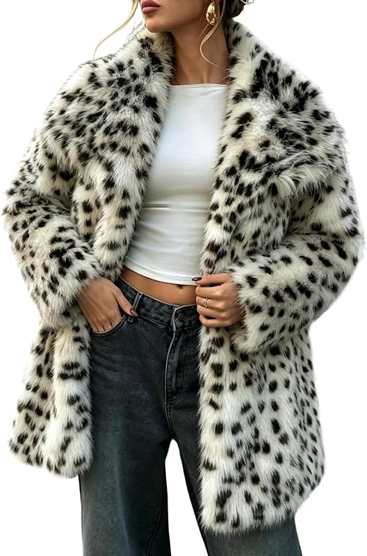 Wyeysyt Womens Faux Fur Coat Long Warm Fluffy Fur Jacket
