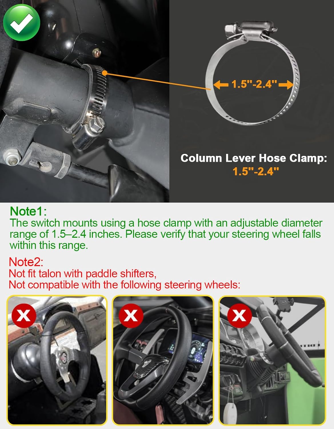 UTV Turn Signal Kit with 110dB Horn, Pre-Wired, Plug and Play UTV ATV Blinker with Lever Column Switch, Universal Street Legal Turn Signals Compatible with Polaris, Can-Am, Teryx, CFMOTO