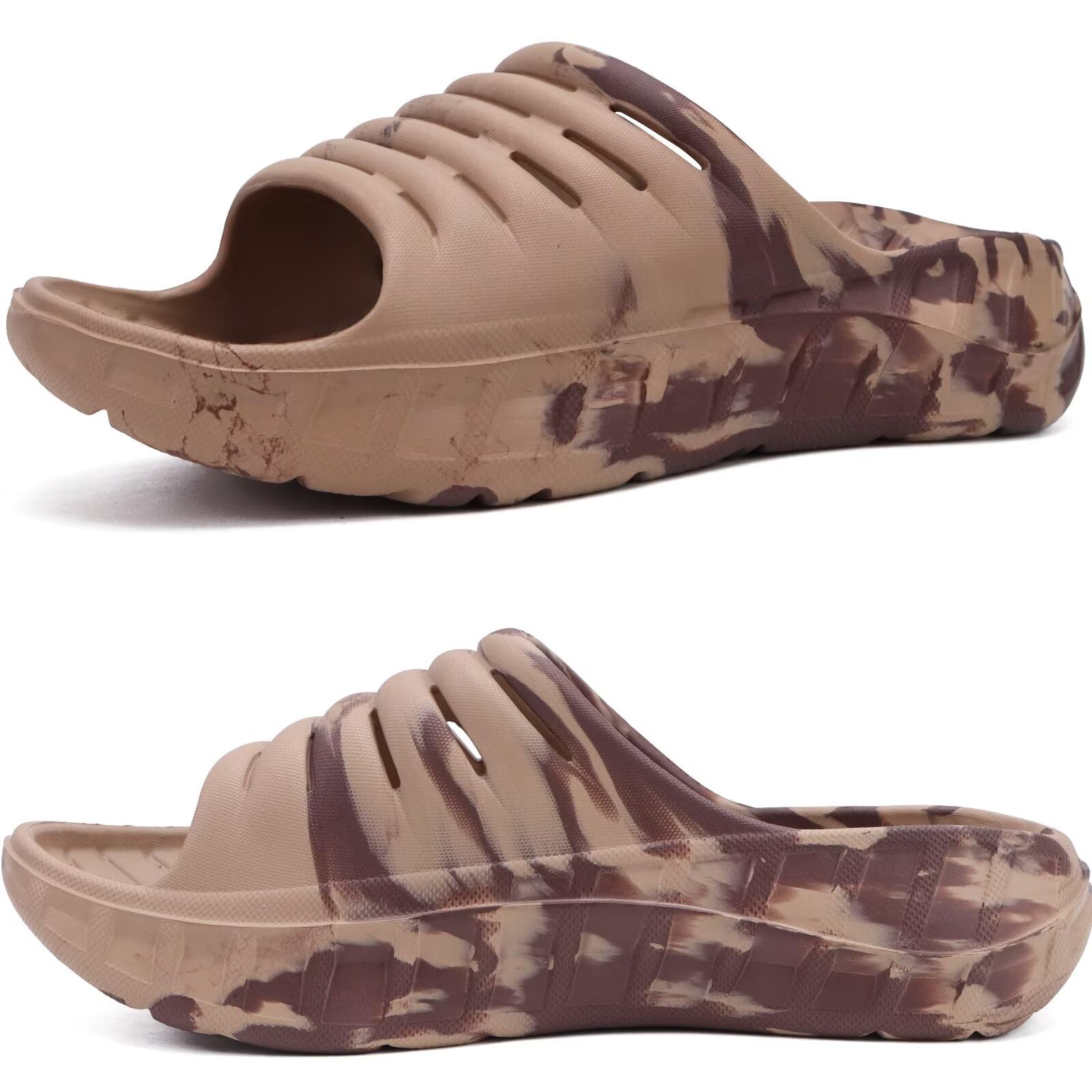 KuaiLu Mens Recovery Sandals Orthotic Arch Support Open Toe Sport Slides Thick Cushion Orthopedic Plantar Fasciitis Slip On Wide Width Summer Pool