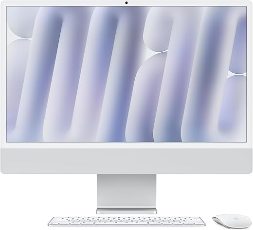 Apple 2024 iMac All-in-One Desktop Computer with M4 chip with 8-core CPU and 8-core GPU: Built for Apple Intelligence, 24-inch Retina Display, 16GB Unified Memory, 256GB SSD Storage; Silver
