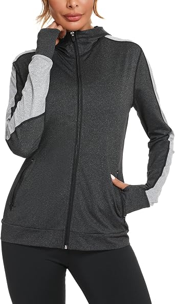 Womens Hoodies Zip Up Hoodie Long Sleeve Sports Jacket with Pockets