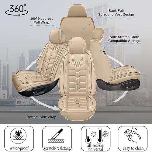 Miniatura 2 de IKABEVEM 2 fundas de asiento delantero de automóvil para Chevrolet Cruze 2011-2019, funda de asiento de piel sintética, impermeable, protector de