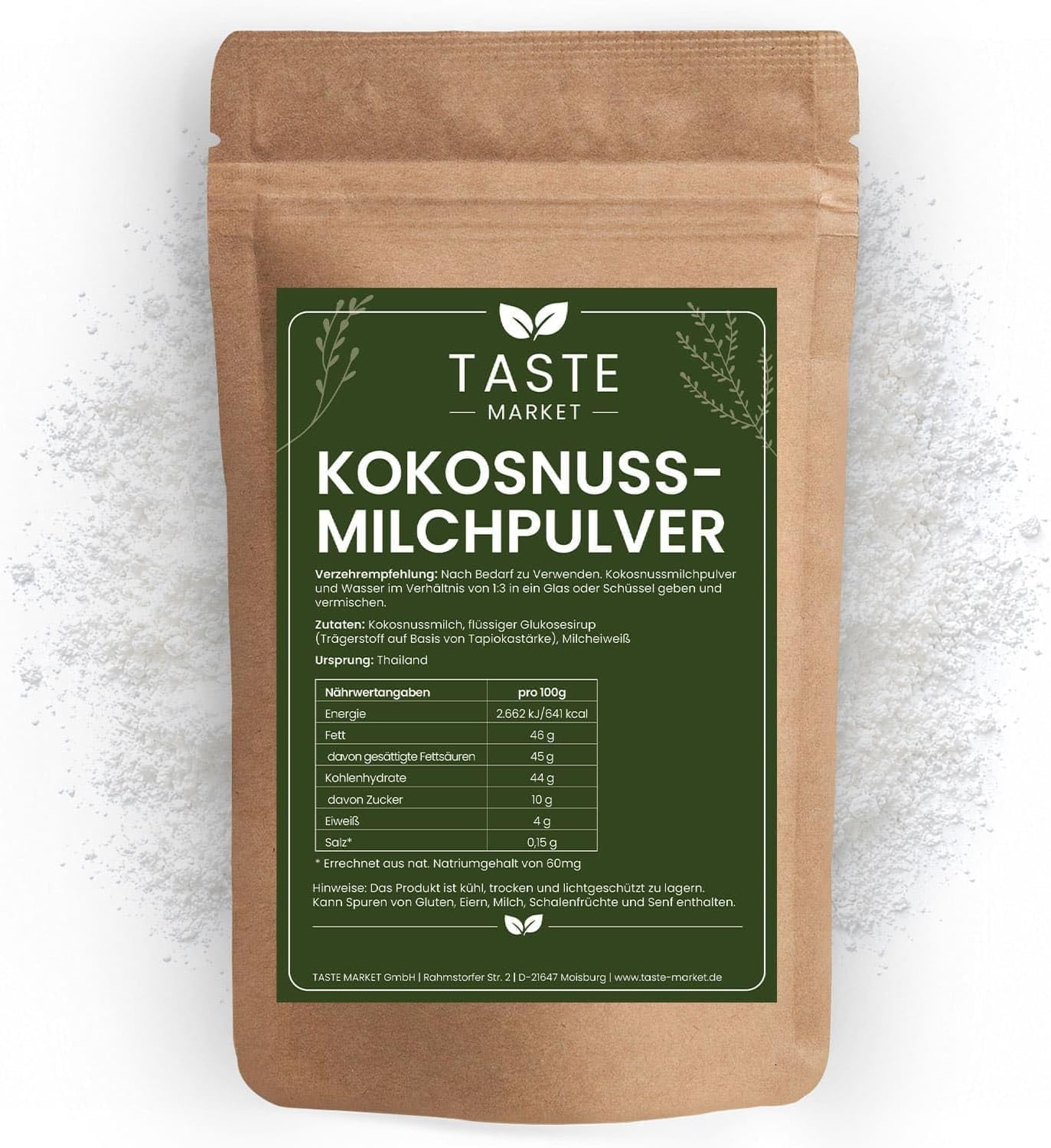 Mleko kokosowe w proszku 1 kg – suszone natryskowo mleko kokosowe w proszku – dobrze rozpuszczalne i kremowe – idealne do gotowania, pieczenia i napojów – TASTE MARKET