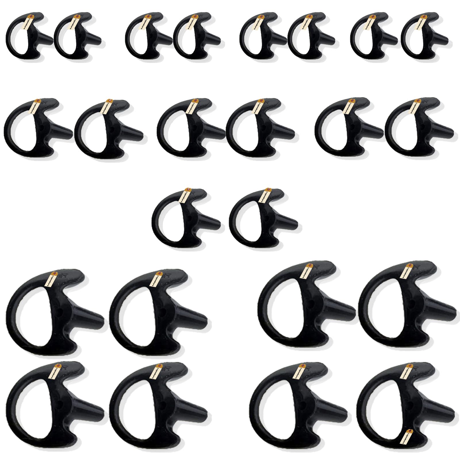 Lsgoodcare 24Pcs Replacement Earmold Earbud Right Ear for Two Way Radio Acoustic Coil Tube Earpiece - Silicone Walkie Talkie Earmould Ear Buds Black