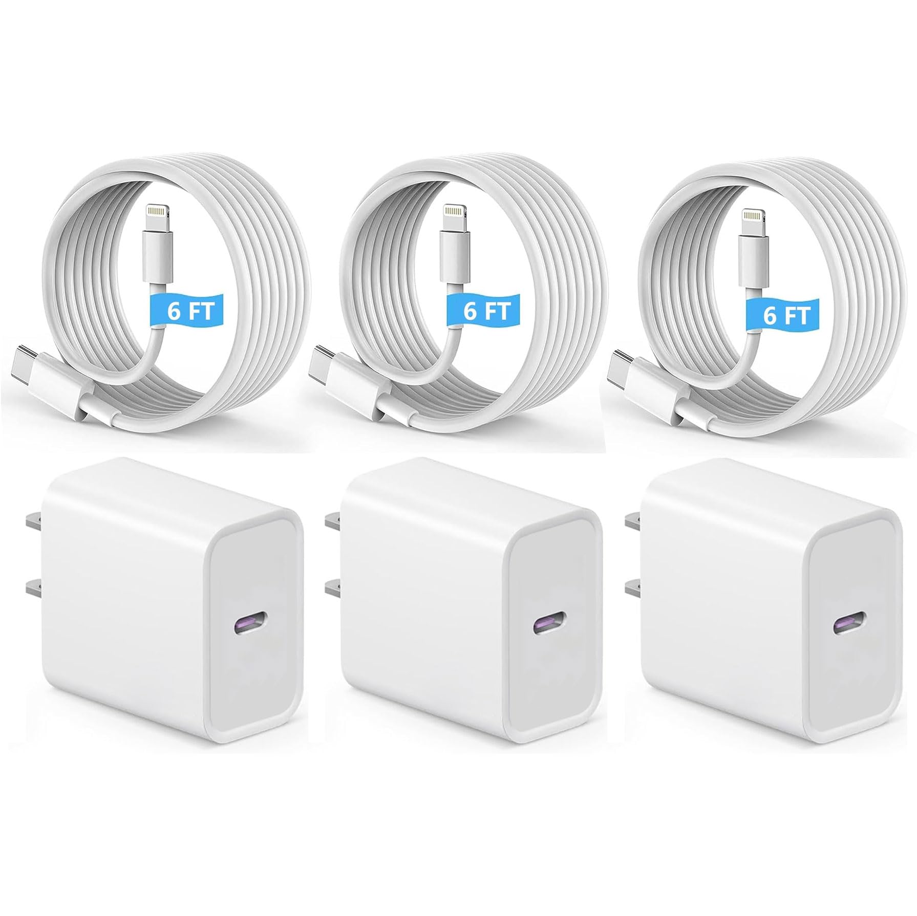 for iPhone 14 Charger Fast Charging,【MFi Certified】 3 Pack 20W PD USB C Wall Charger Adapter with 6FT USB C to L Fast Charging Cable Compatible for iPhone 14/13/12/11/Pro/Pro Max/Xs/Xr/X