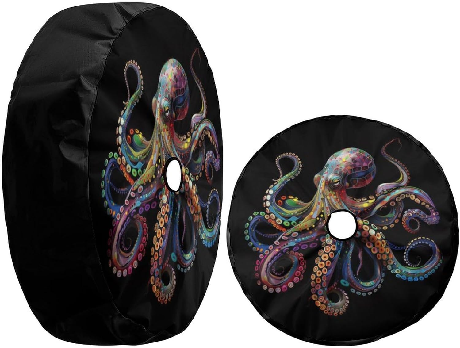 Colorful Fashion Octopus Spare Tire Cover with Backup Camera Hole Wheel Tire Cover Fit Trailer, RV, SUV and Many Vehicle 17inch