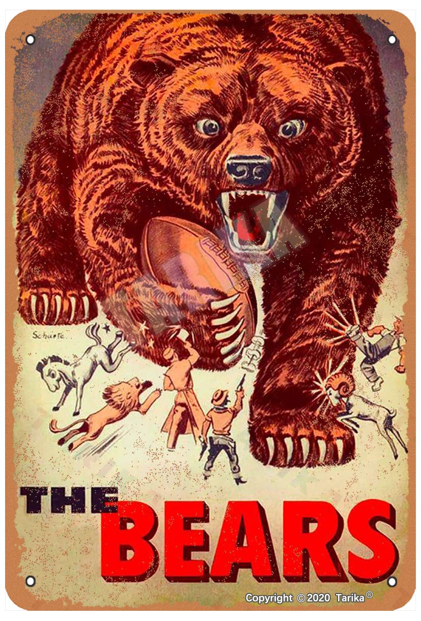 Tarika 1958 Chicago Bears Nfl Football Vintage Look Metal 20X30 CM Decoration Poster Sign for Home Kitchen Bathroom Farm Coffee Funny Wall Decor