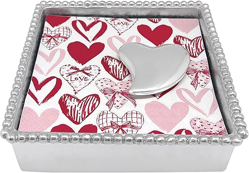Mariposa Servilletero con cuentas de corazón, tamaño único, plateado
