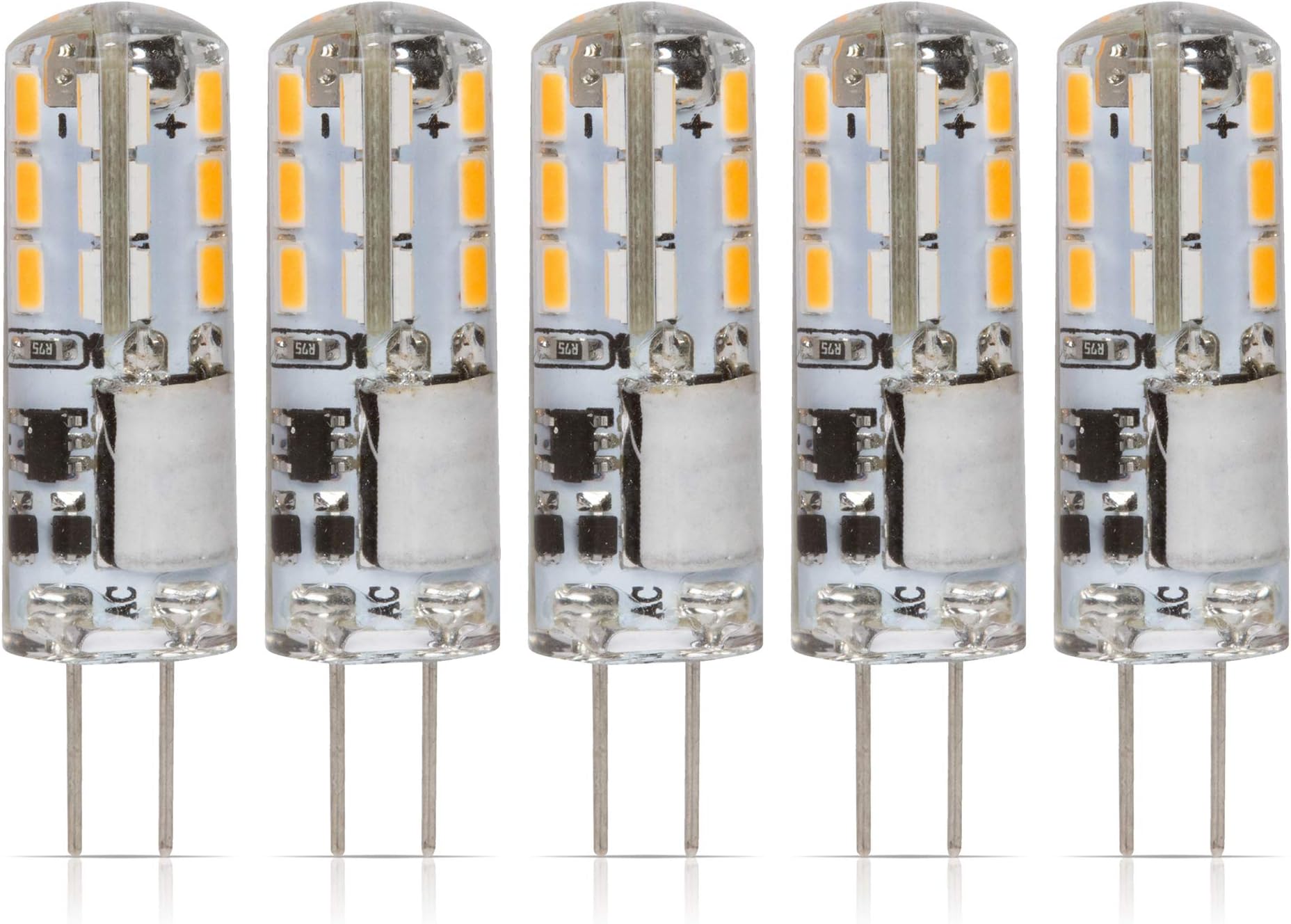 Simba Lighting LED G4 Bulb (5 Pack) 1.1W T3 10W Halogen Replacement 12V AC/DC JC Bi-Pin Base for Accent Lights, Under Cabinet Puck Light, Chandeliers, Track Lighting, Non-Dimmable, Soft White 3000K