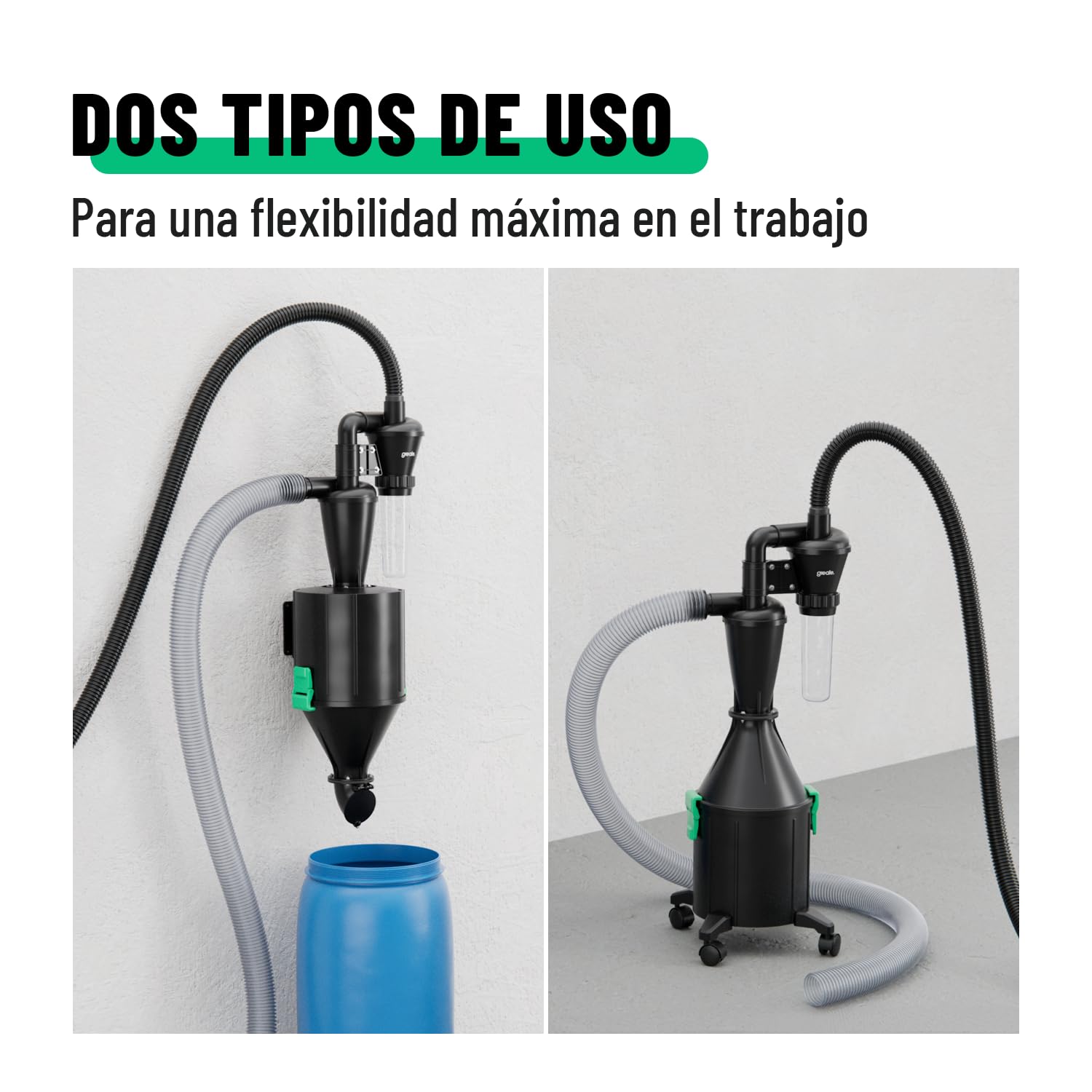 greate separatore ciclonico de 2 etapas con depósito de 17 L - ciclone separatore para Taller, móvil o Fija - ciclone separatore per Legno - Dust Commander - Aspiratore Ciclonico