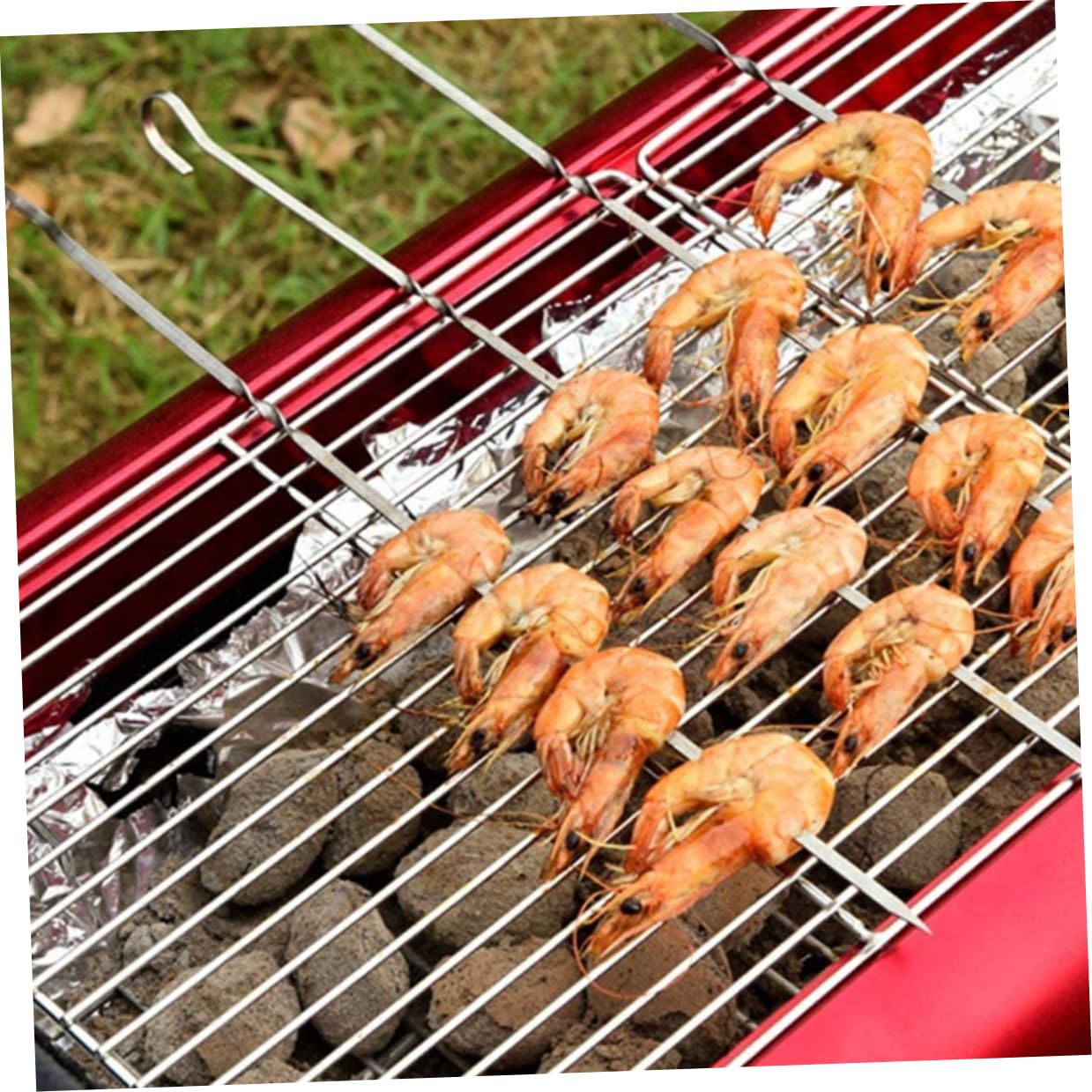 Spiedini Design Sottile e Gancio Curvo 10 Pezzi o in Metallo Inossidabile per Barbecue Riutilizzabili e Comodi da Impugnare per Utilizzo all'Aperto
