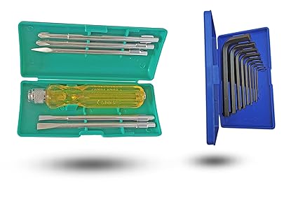 Inditrust Multi type 6pc Screwdriver set and Multi size 9pc Box Hex allen key set Hand Tool Kit (2 Tools)