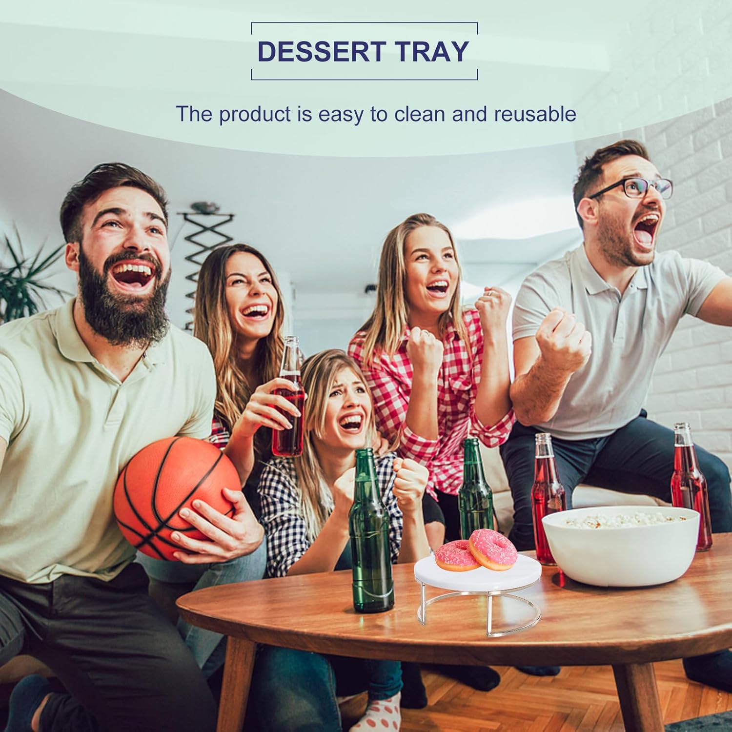 Marble Cake Holder with Thick Solid Base Stable Dessert Stand for Fruit Cake Display Small White Natural Snack Tray for Party and Wedding