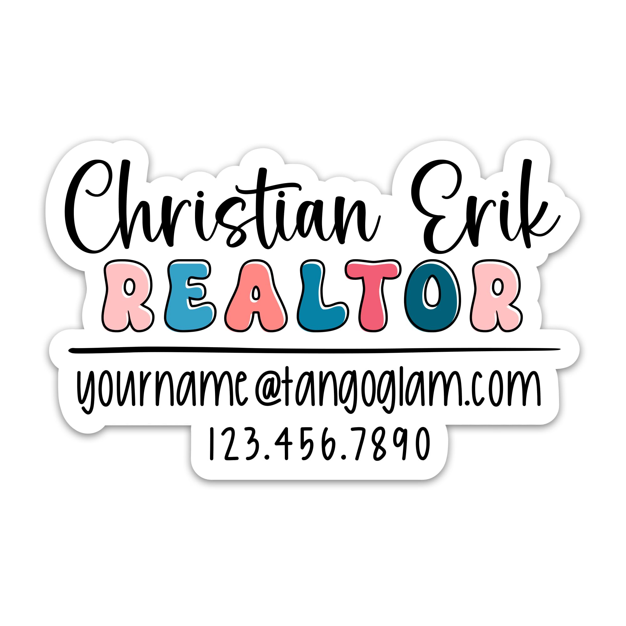 Personalized Real Estate Agent Sticker, Vinyl Waterproof Colorful Custom Business Name Sticker, Realtor Property Sales Stickers for Laptop Water